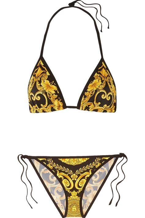 versace print swim suit|Versace bikini top.